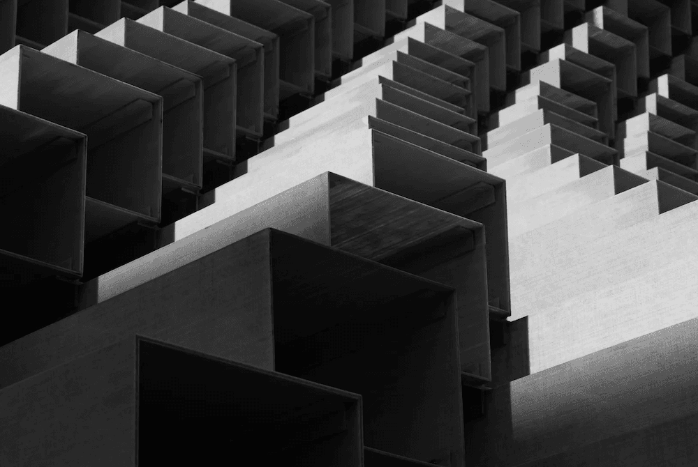 rows of blocks stacked repeatedly upward